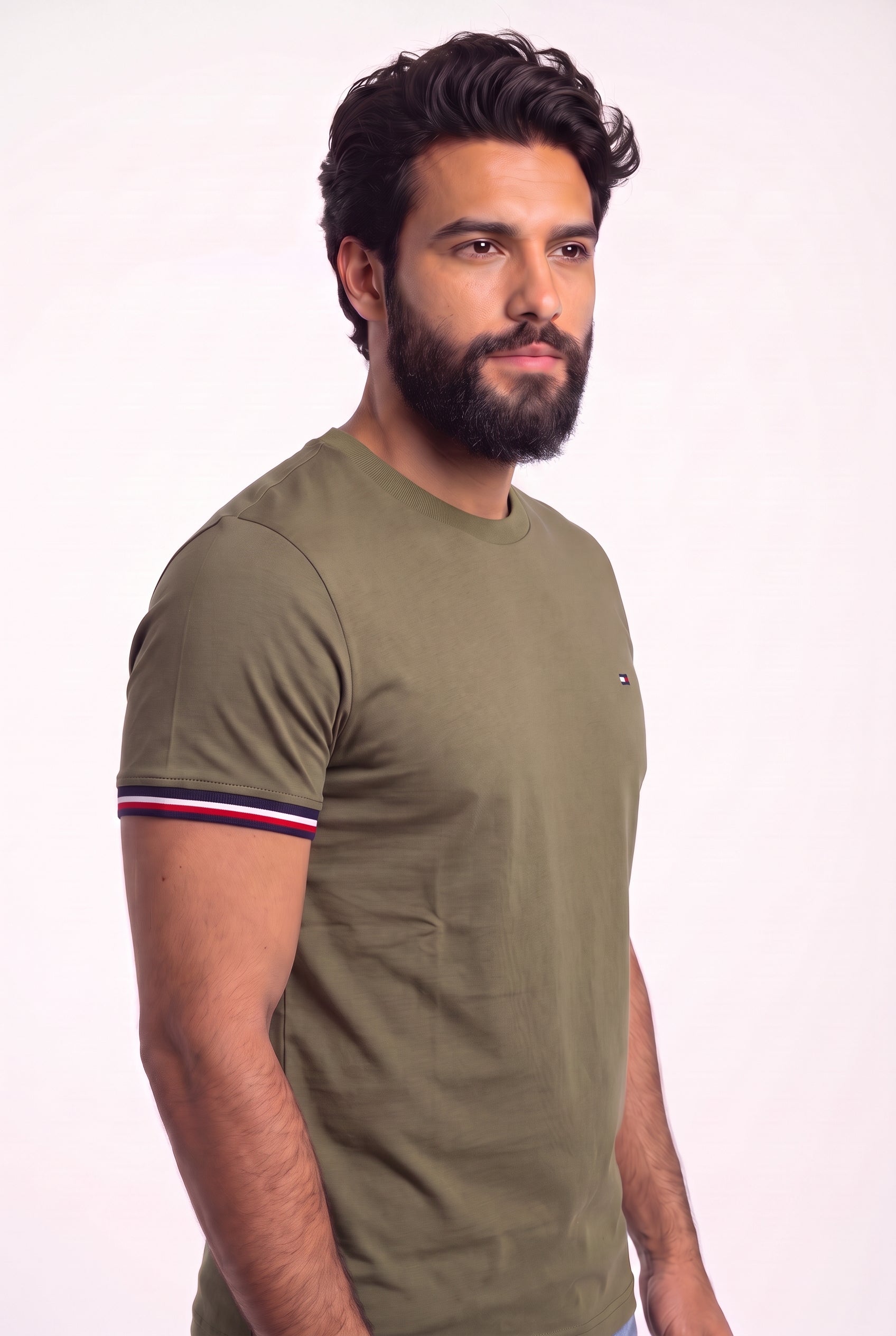 Camiseta TH Stripe Edge - Verde Musgo