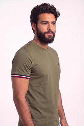 Camiseta TH Stripe Edge - Verde Musgo