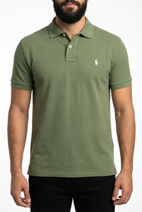Camisa Gola Polo RL - Verde Musgo Small Pony Bege