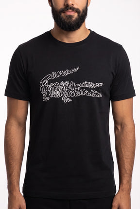 Camiseta LCT Handwritten Croco Logo - Preta