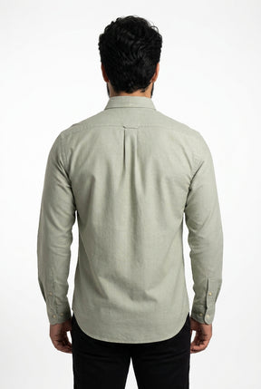 Camisa Social Lisa RL Manga Longa - Verde Acinzentado