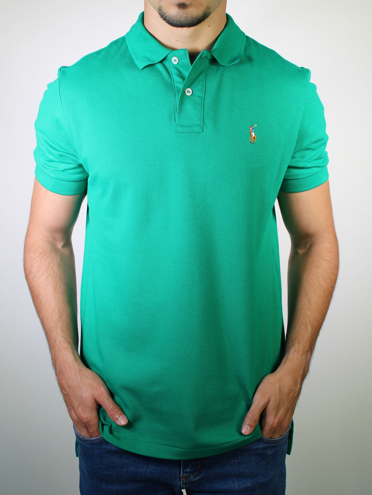 Camisa Gola Polo RL - Verde Bandeira Small Pony Colorido