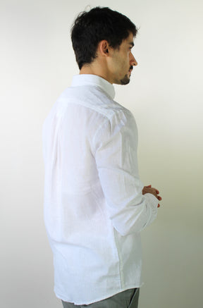 Camisa RL Manga Longa Linho - Branca Small Pony Monocromático