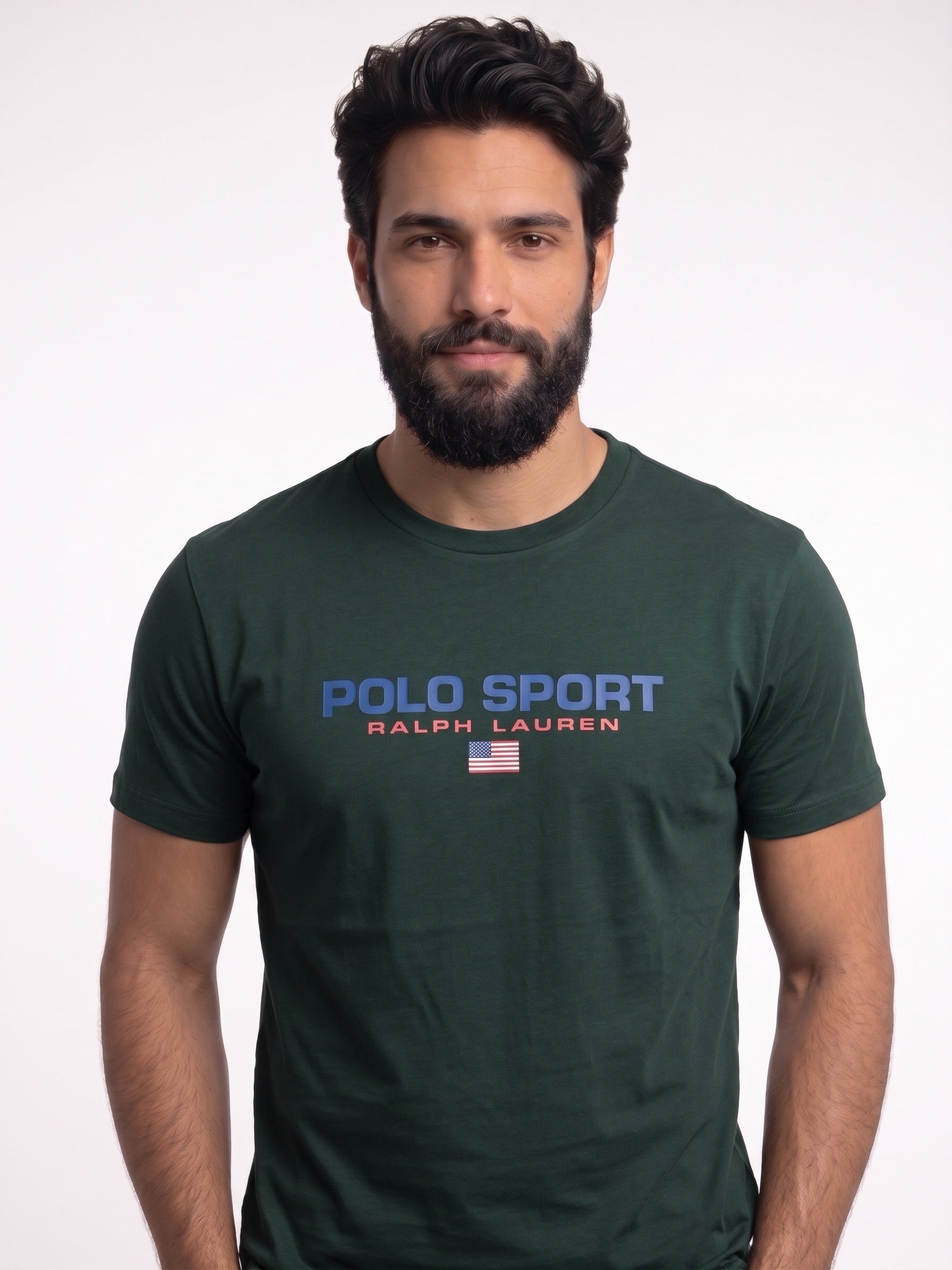 Camiseta RL Polo Sport USA Flag - Verde Musgo