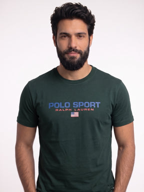 Camiseta RL Polo Sport USA Flag - Verde Musgo
