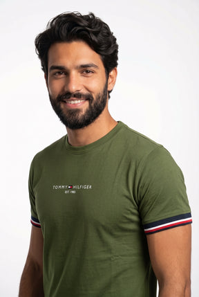 Camiseta TH Est. 1985 Band Sleeve - Verde Musgo