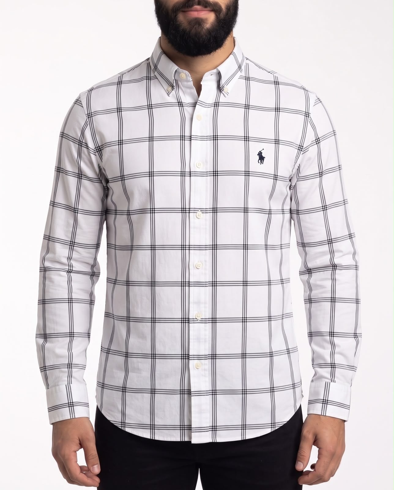 Camisa RL Manga Longa - Richmond Grid Xadrez Preto