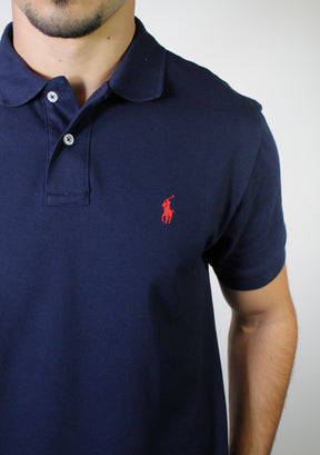 Camisa Gola Polo RL - Azul Marinho Small Pony Vermelho
