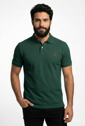 Camisa Gola Polo RL - Verde Floresta Small Pony Vermelho