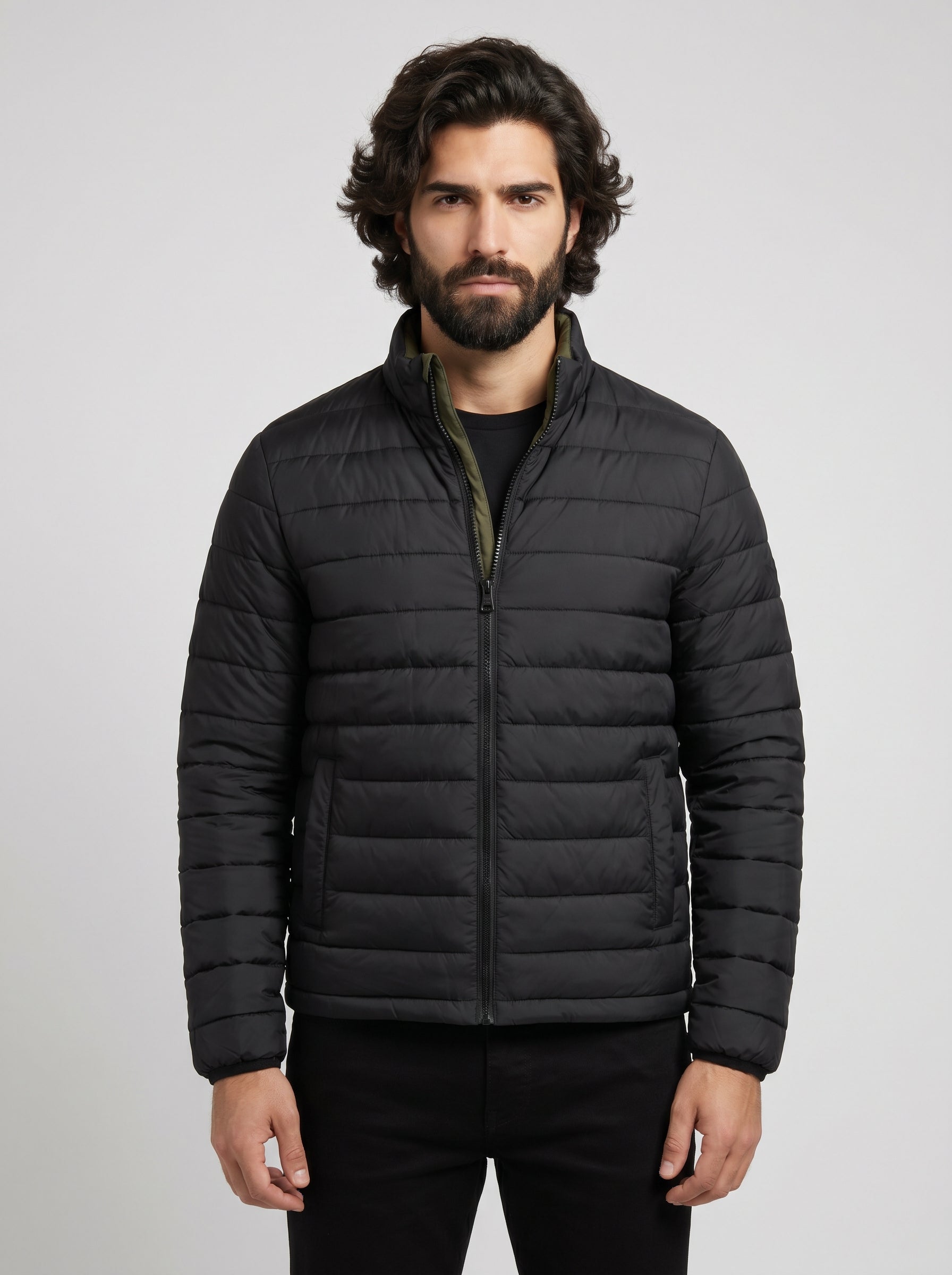 Jaqueta Dupla Face Double Nobre Men - Verde Musgo / Preta