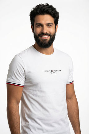 Camiseta TH Est. 1985 Band Sleeve - Off White