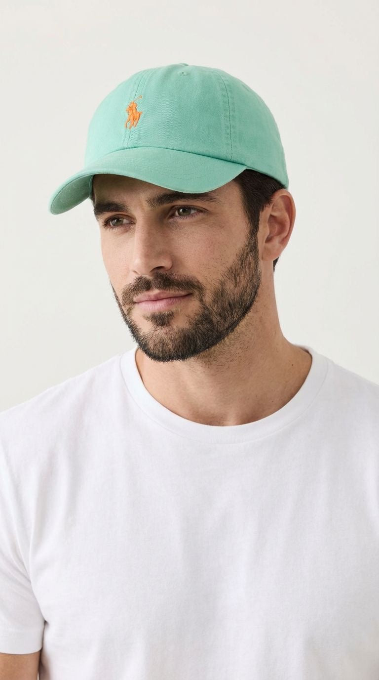 Boné Polo RL Classic - Verde Água Small Pony Laranja