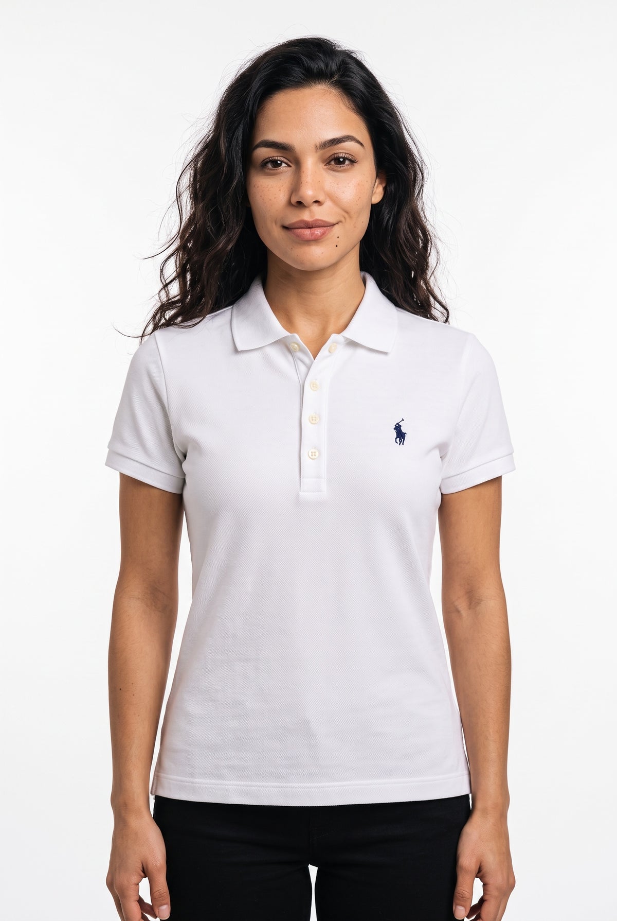 Gola Polo Feminina RL Palm Club - Branca Small Pony Azul Marinho