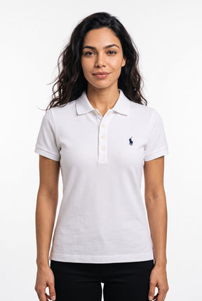 Gola Polo Feminina RL Palm Club - Branca Small Pony Azul Marinho