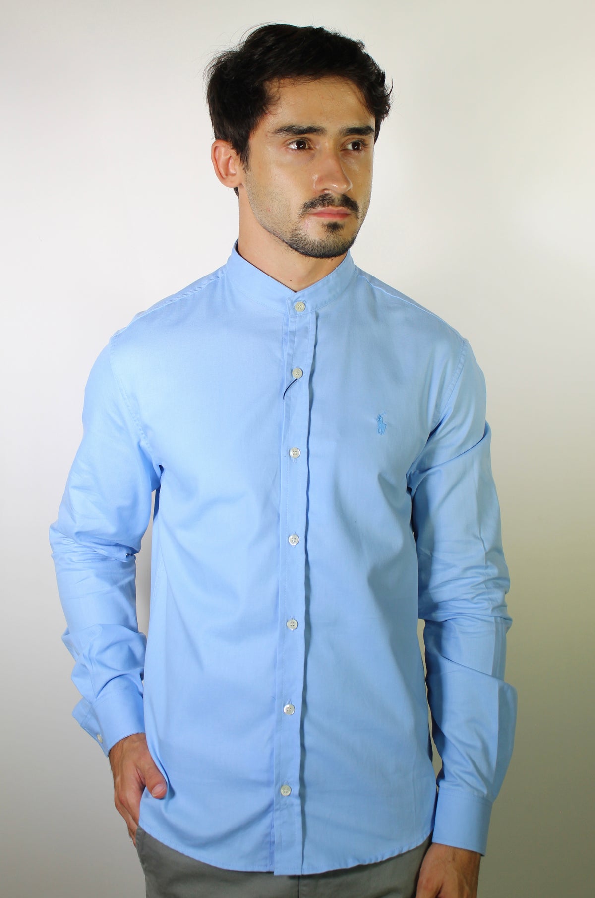 Camisa RL Manga Longa Gola Padre - Azul Bebê