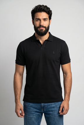 Camisa Gola Polo RL Monochrome V-Neck - Preta