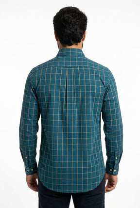 Camisa Social RL Manga - Xadrez Aspen Verde Petróleo