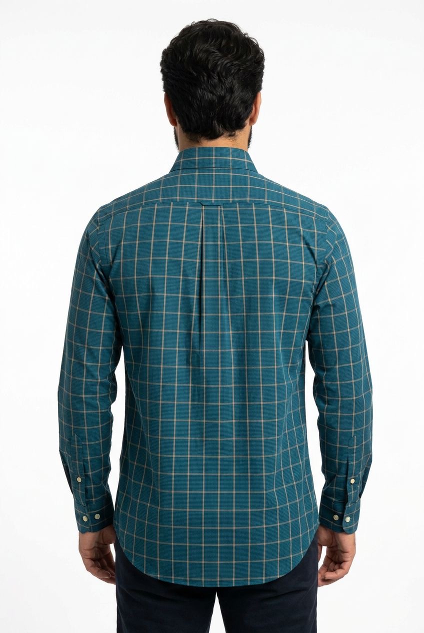 Camisa Social RL Manga - Xadrez Aspen Verde Petróleo
