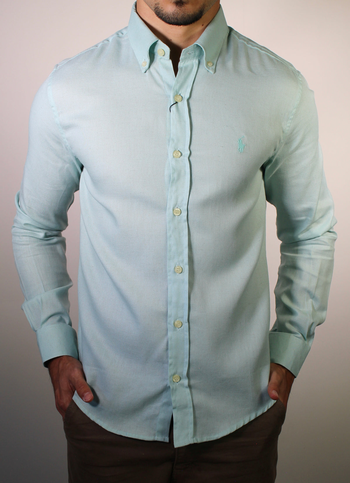 Camisa Social Linho RL Manga Longa Monochrome - Verde Água