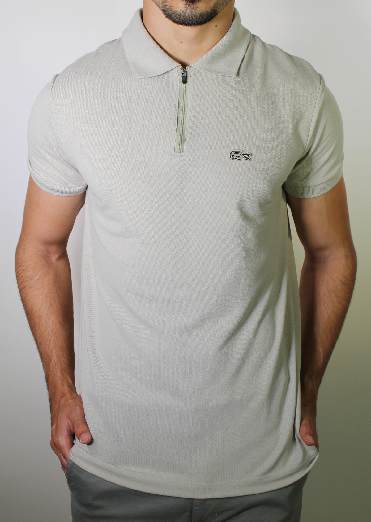 Camisa Gola Polo LCT Front Zipper - Areia