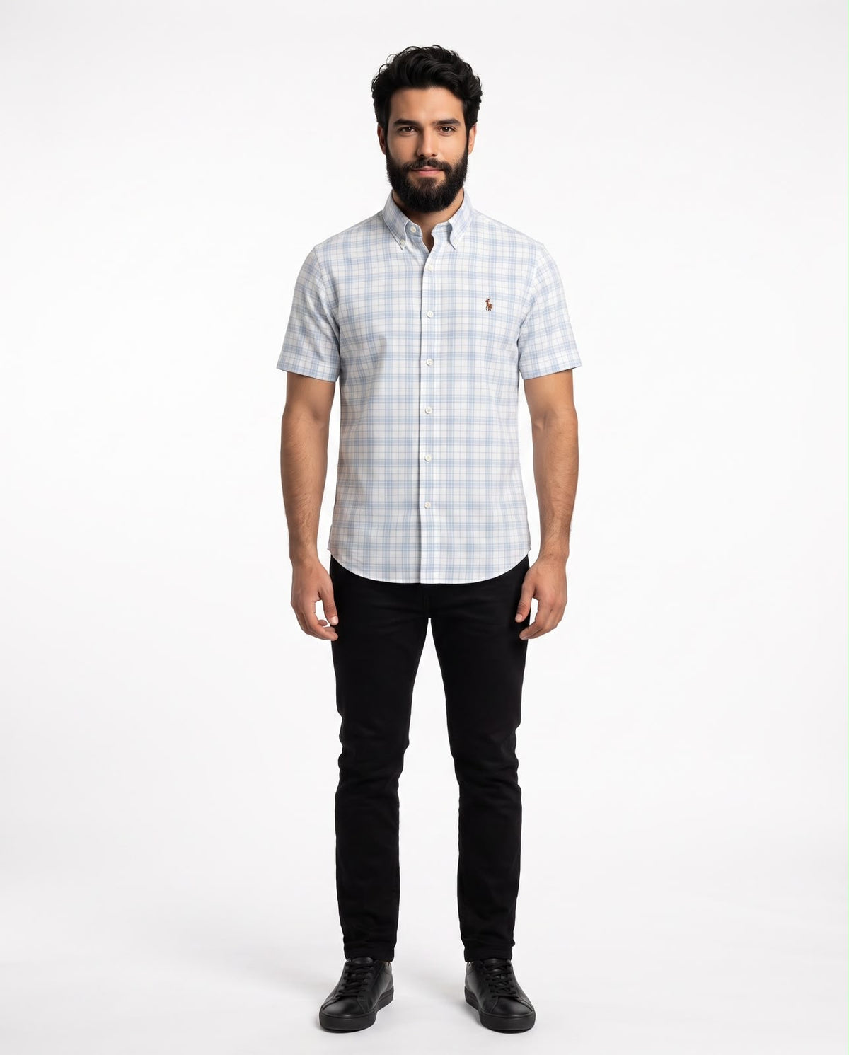 Camisa Manga Curta RL - Newcastle Check Xadrez Azul