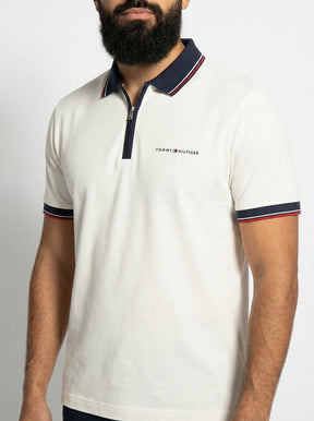 Camisa Gola Polo TH Essence Striped Zip - Branca