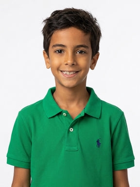 Camisa Gola Polo Infantil RL - Verde Bandeira Small Pony Azul