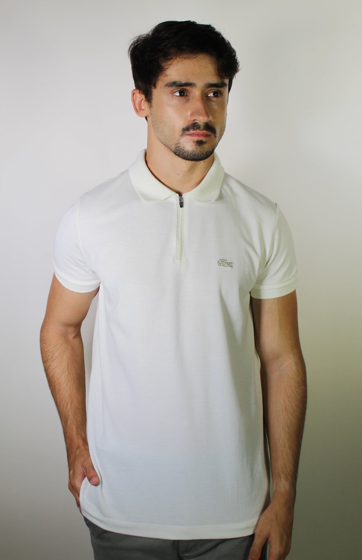Camisa Gola Polo LCT Front Zipper - Off White