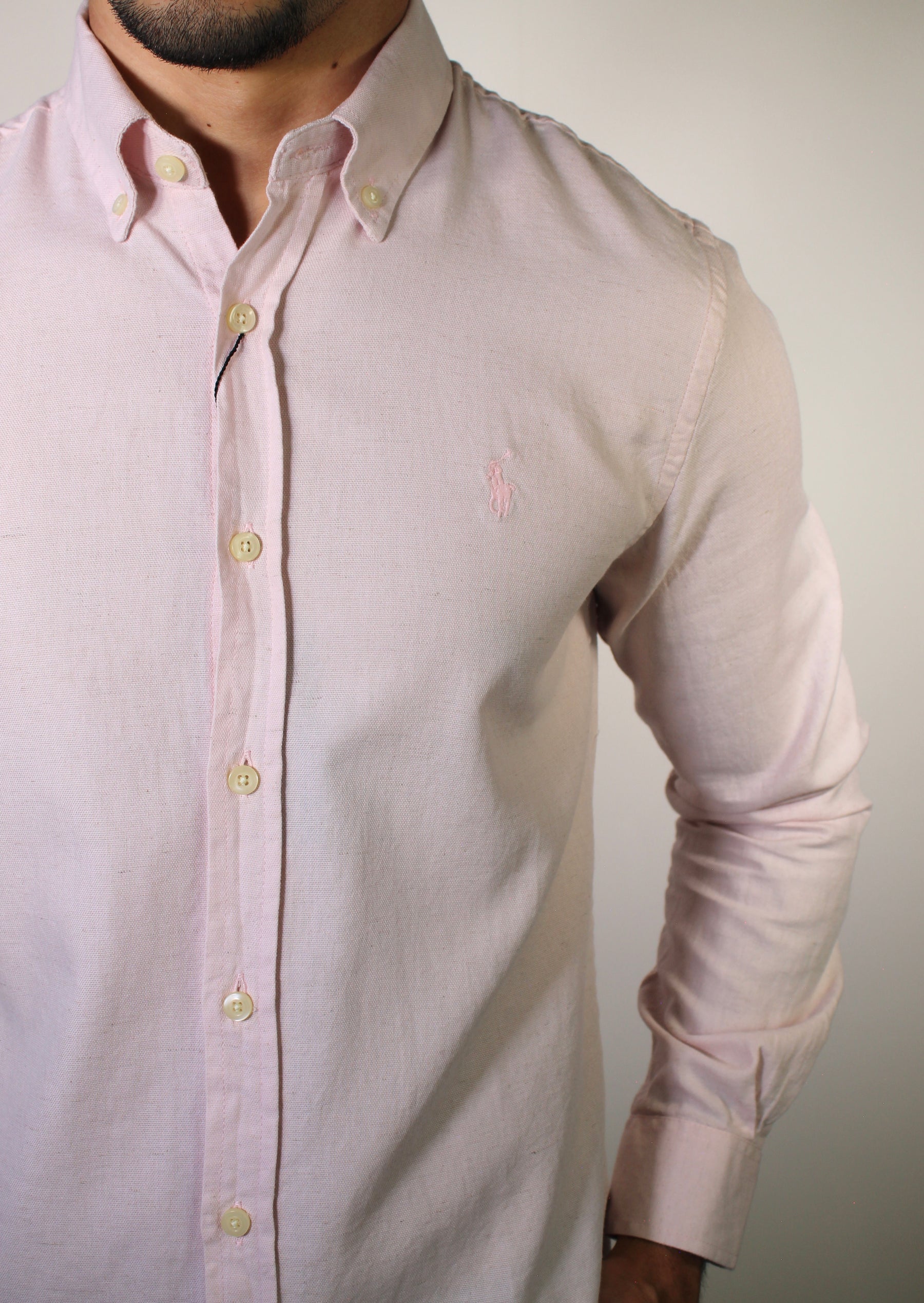 Camisa Social Linho RL Manga Longa Monochrome - Rosa