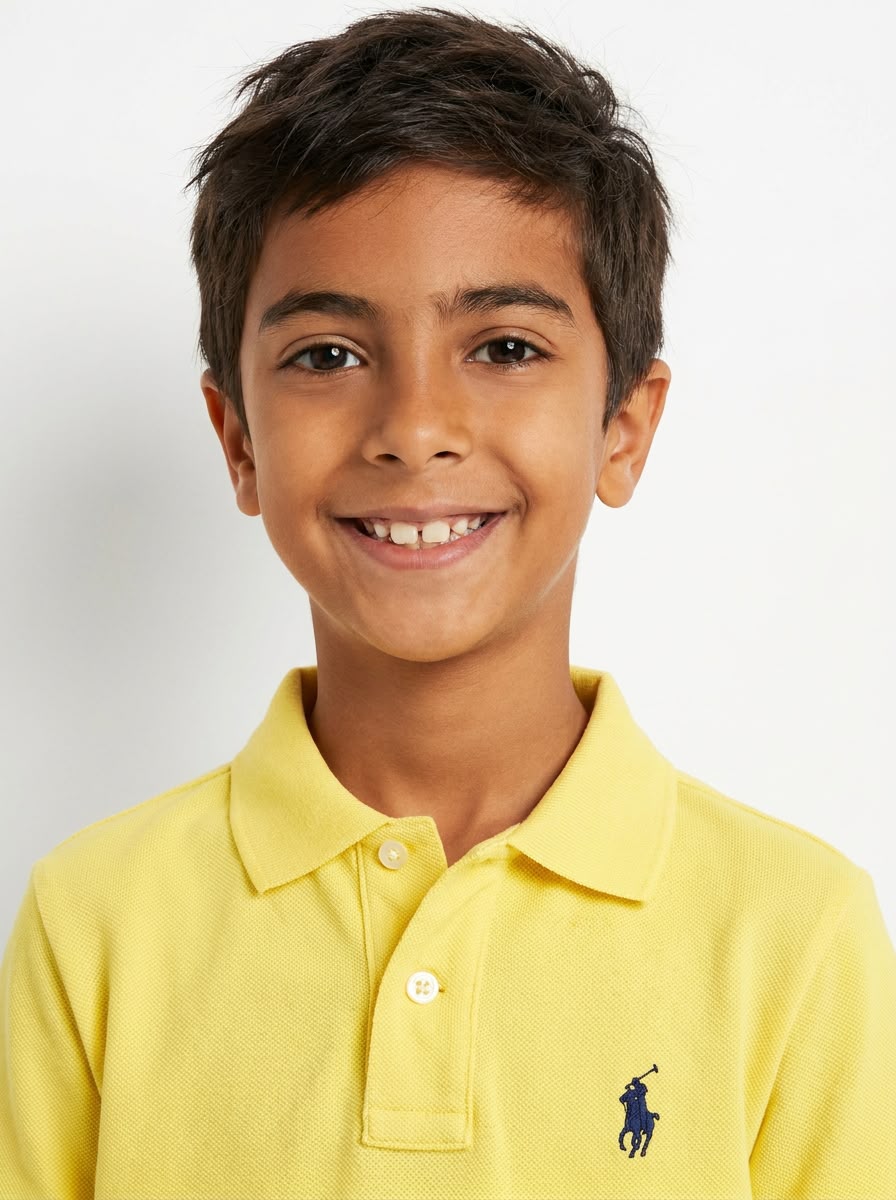 Camisa Gola Polo Infantil RL - Amarela Small Pony Azul