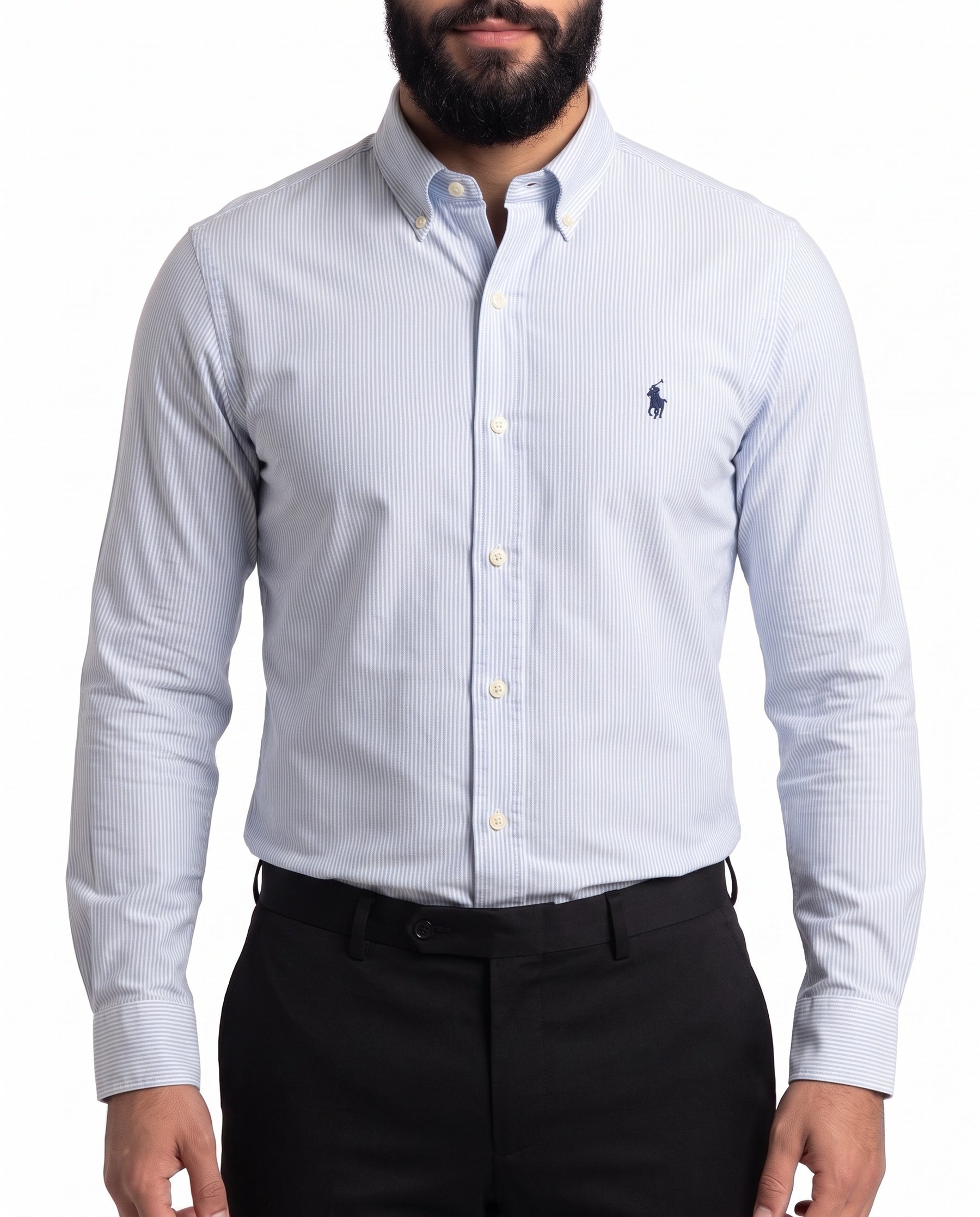 Camisa RL Manga Longa - Harrogate Streak Listrada Azul