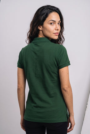 Gola Polo Feminina RL Palm Club - Verde Floresta Small Pony Dourado