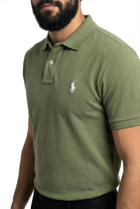 Camisa Gola Polo RL - Verde Musgo Small Pony Bege
