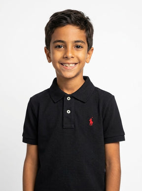Camisa Gola Polo Infantil RL - Preta Small Pony Vermelho