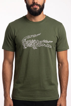 Camiseta LCT Handwritten Croco Logo - Verde Musgo
