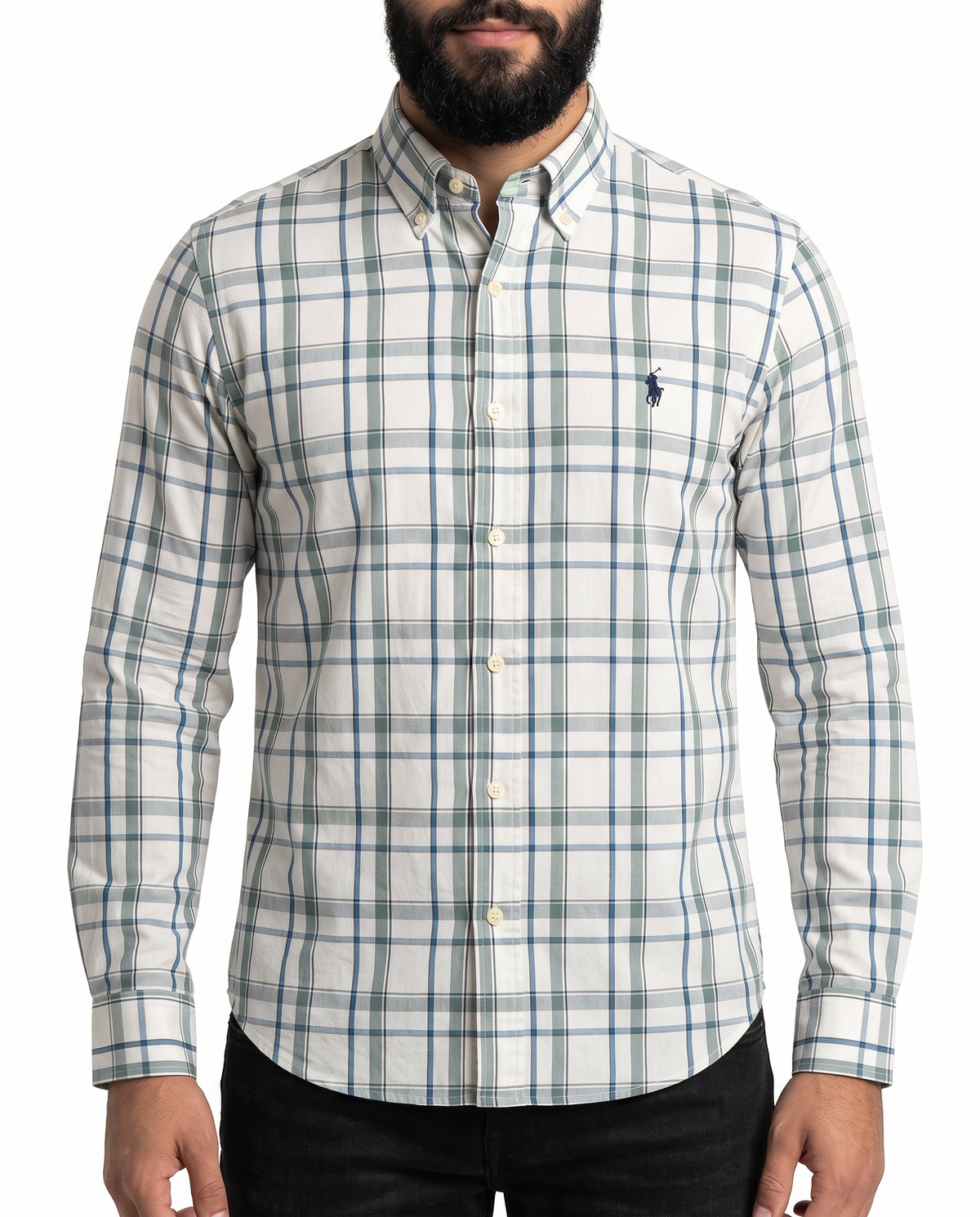 Camisa RL Manga Longa - Canterbury Check Xadrez Verde Oliva e Azul