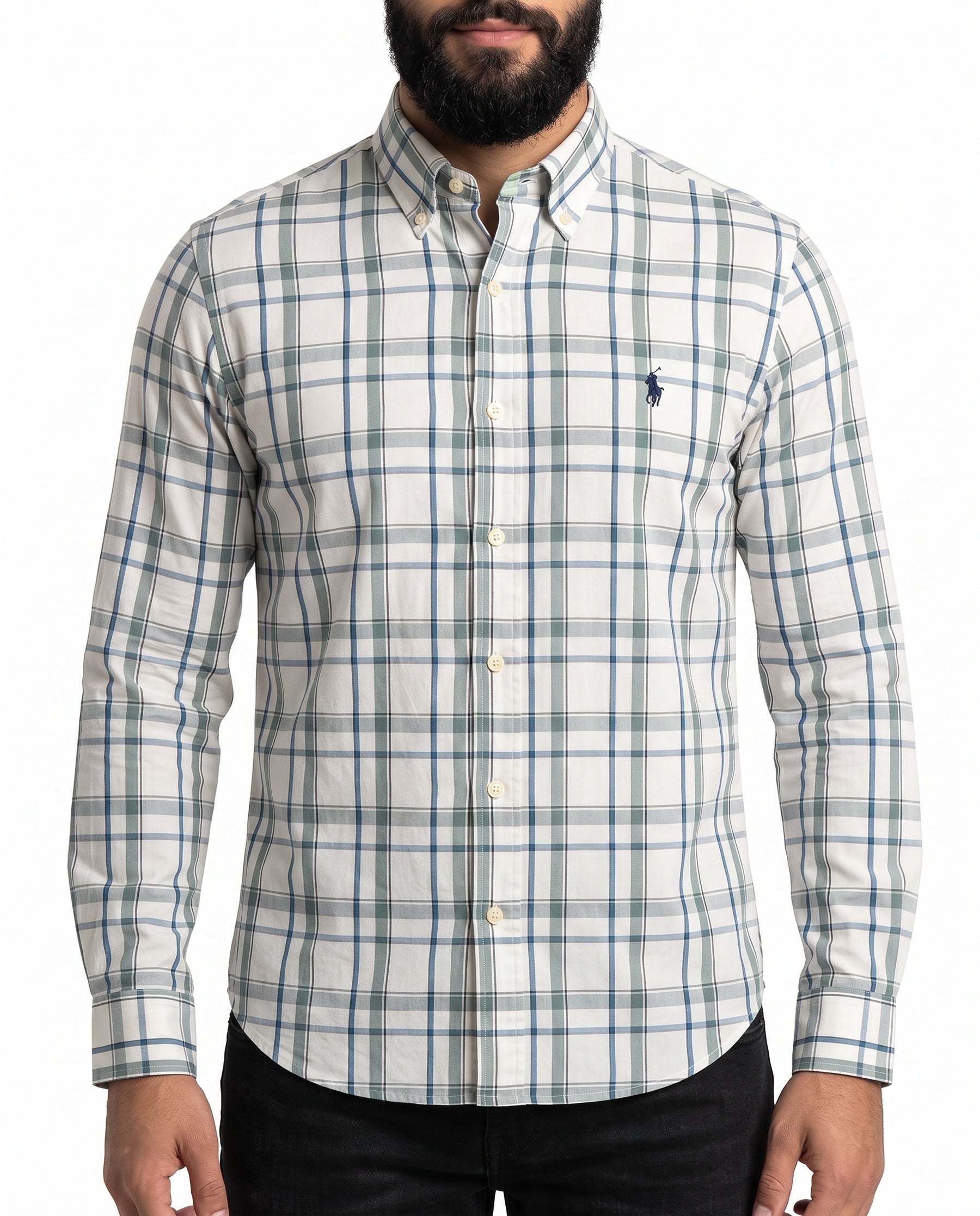 Camisa RL Manga Longa - Canterbury Check Xadrez Verde Oliva e Azul