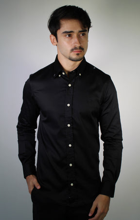 Camisa Social RL Acetinada  Manga Longa - Preta