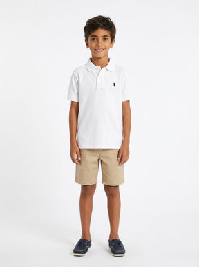 Camisa Gola Polo Infantil RL - Branca Small Pony Azul Marinho