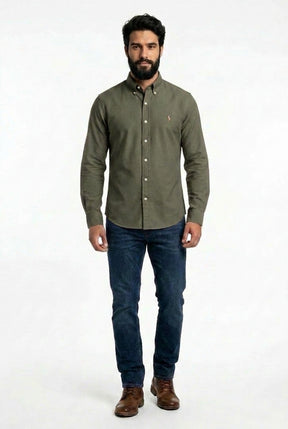 Camisa Social Lisa RL Manga Longa - Verde Musgo