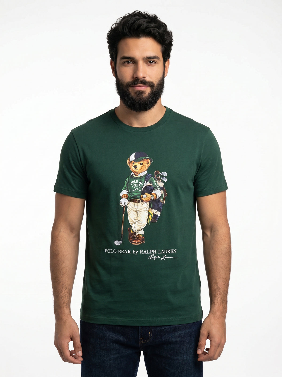 Camiseta RL Iconic Bear Golf Club - Verde Musgo