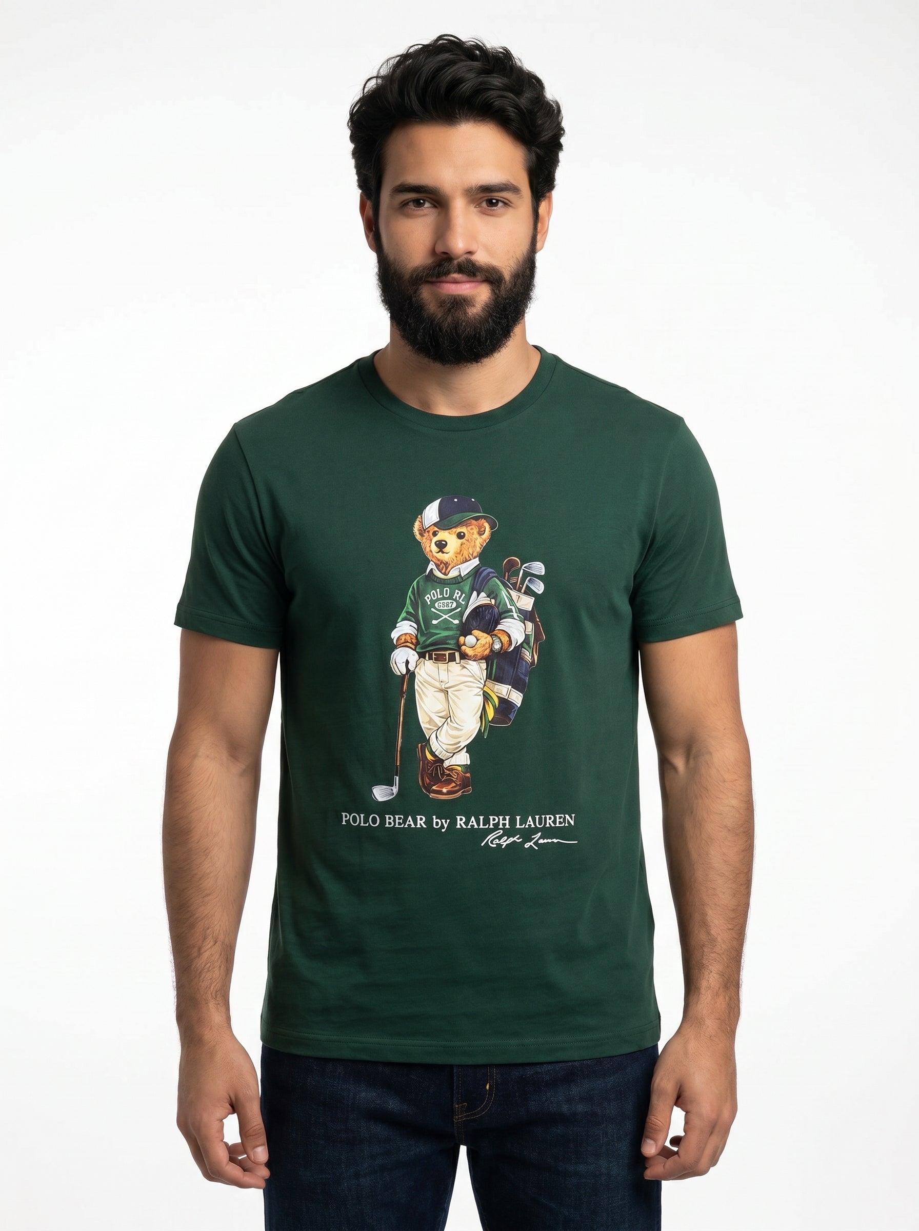 Camiseta RL Iconic Bear Golf Club - Verde Musgo