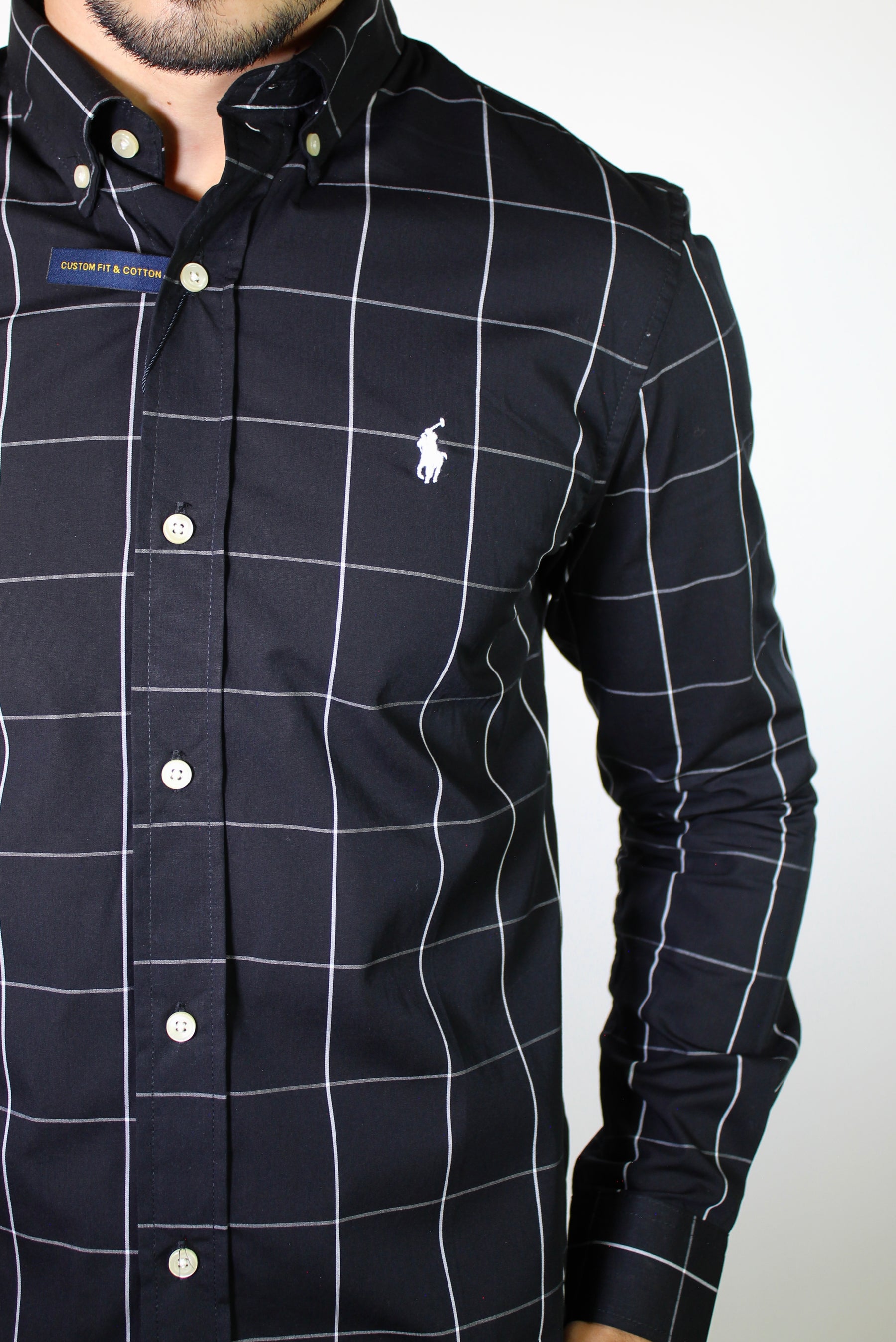 Camisa Social RL Manga Longa - Grid Style Xadrez Preto