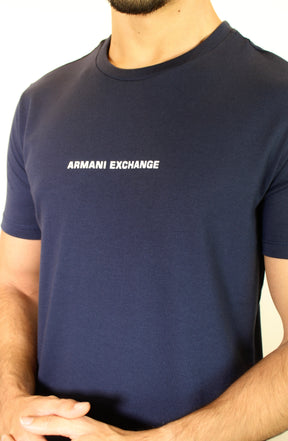 Camiseta AX Essencial Bold Logo Central - Azul Marinho