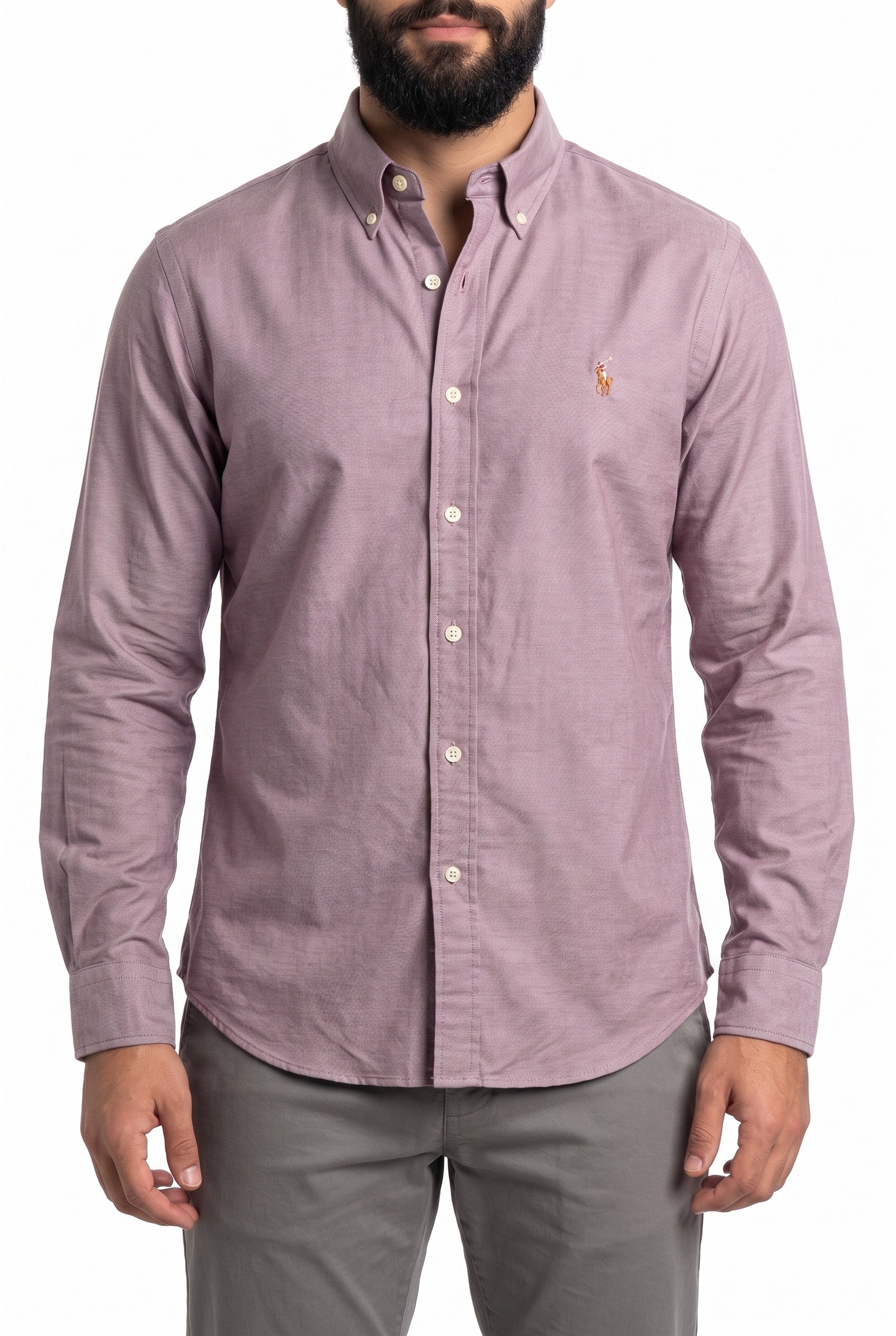 Camisa Social Lisa RL Manga Longa - Bordô Mescla