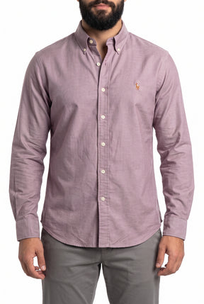 Camisa Social Lisa RL Manga Longa - Bordô Mescla