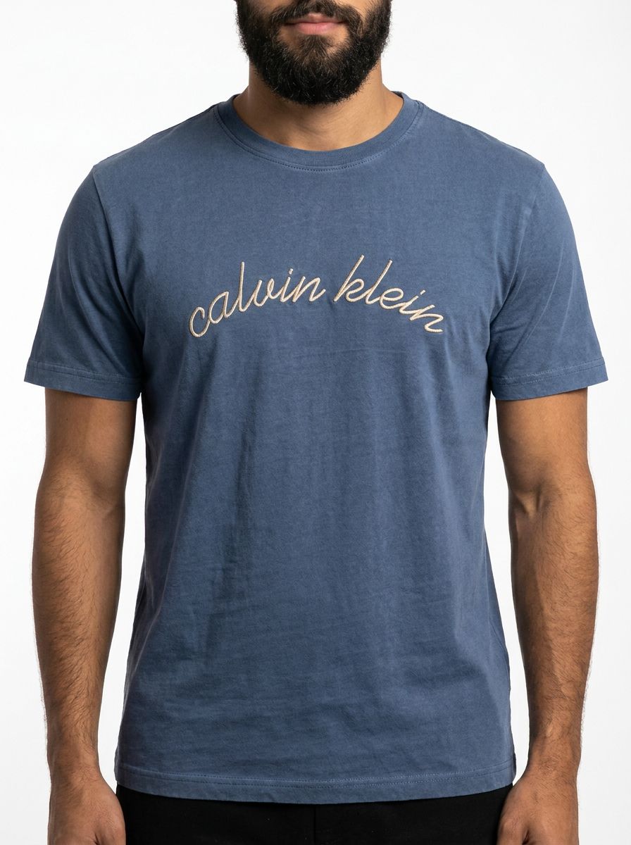Camiseta CK Signature Script - Azul Acero