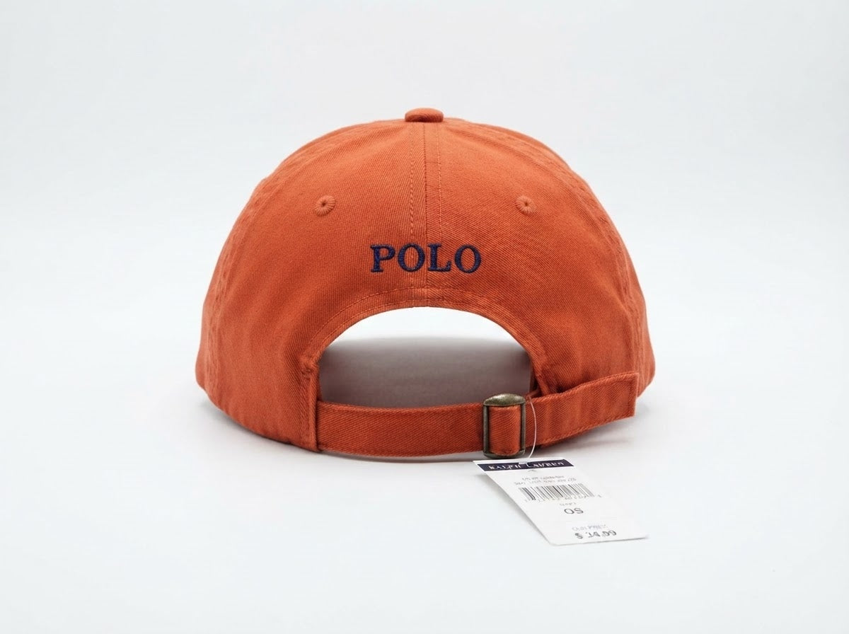 Boné Polo RL Classic - Laranja Small Pony Azul Royal
