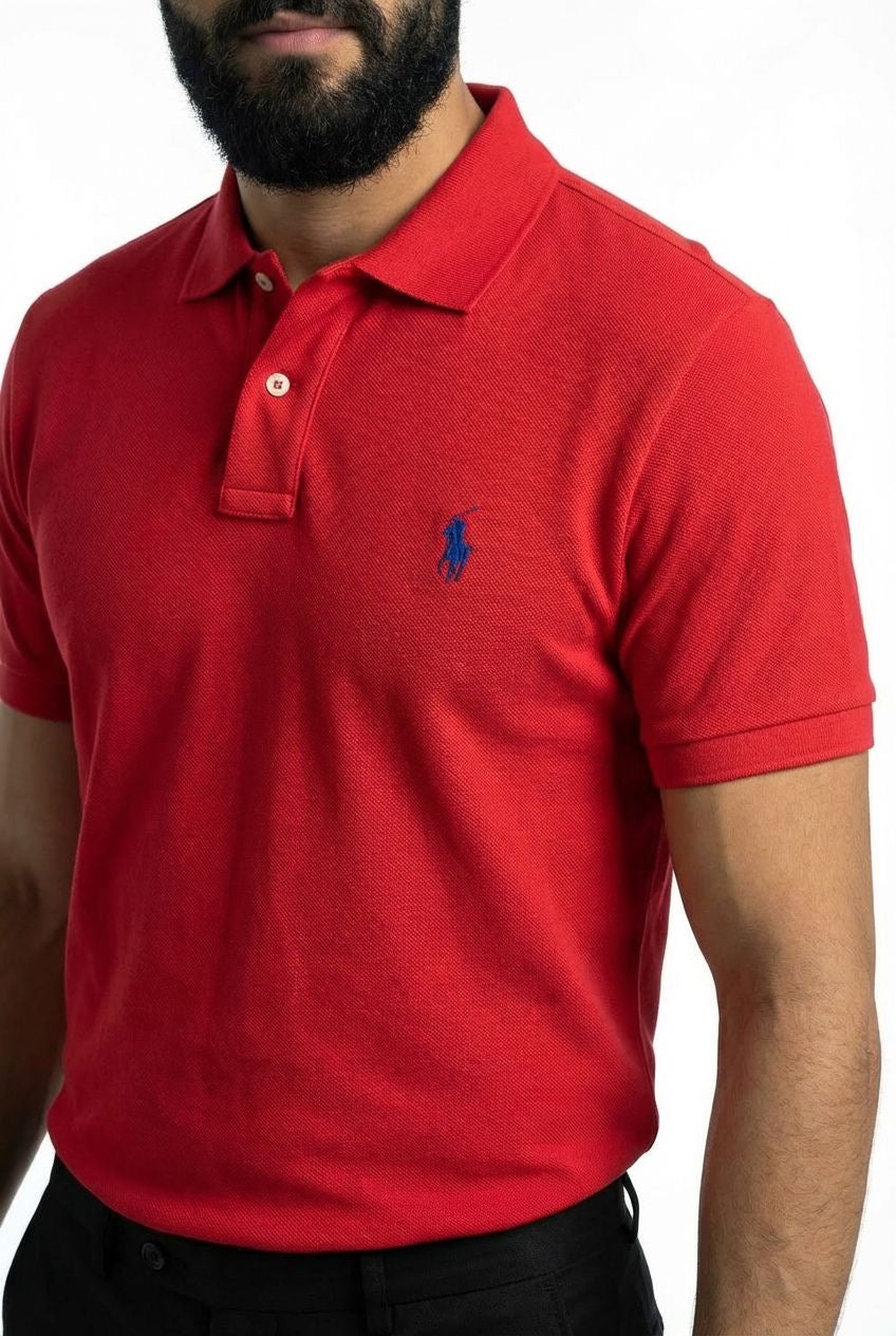 Camisa Gola Polo RL - Vermelha Small Pony Azul