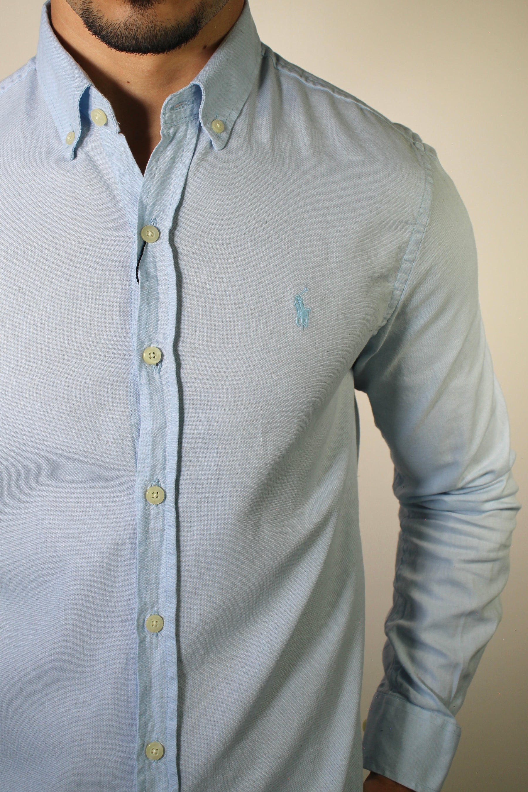 Camisa Social Linho RL Manga Longa Monochrome - Azul Bebê